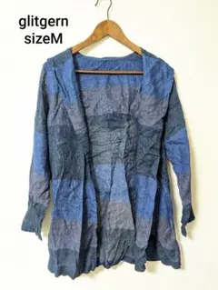 美品　glitgern グリッツァーン 麻100% 羽織　 藍色　M