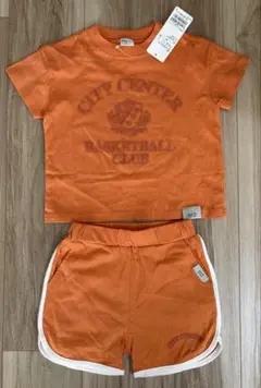 新品 and.D petit main セットアップ オレンジ 90cm