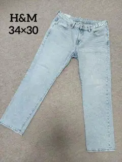 H&M　ライトブルー ストレートデニム　34　極美品✨