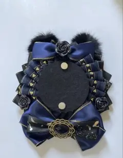 痛ロゼット 紺 ネイビー 藍色 青 黒 ブラック 缶バッジ うさ耳 57mm用
