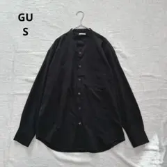 GUジーユー【S】バンドカラー長袖シャツ 黒 きれいめカジュアル 春秋冬 羽織り