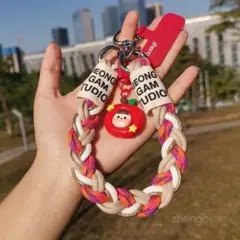 【残り1点】ストラップ スマホ カラフル 編み込み キーチェーン キーホルダー