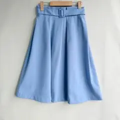 美品　グラシア　レディース　スカート　ベルト　フレア　水色　M 春夏