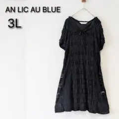 大きいサイズLL3L　新品黒総レースチュニック　インナー付　伸縮性速乾素材