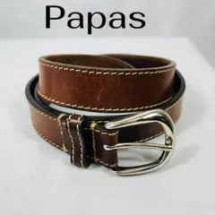 Papas パパス　ブラウンレザーベルト