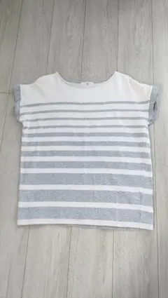 r-p-s ストライプ 半袖Tシャツ ホワイト/グレー