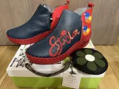 エスタシオン 本革 アヒル ブーツ レザー サイドファスナー ポップ 24.5