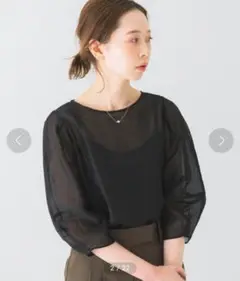 URBAN RESEARCH ROSSO 7分袖 ブラウス シアー コクーン