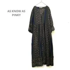 【AS KNOW AS PINKY 】ロングワンピース　長袖　総柄　羽織