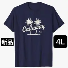 【新品/4Lサイズ】キャロウェイ メンズ 半袖 Tシャツ ネイビー ヤシの木柄
