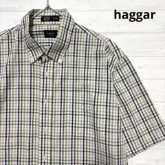 haggar チェックシャツ 半袖 ボタンダウンカラー ハガー