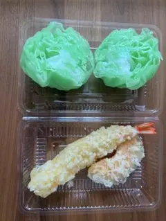 【食品サンプル】海老天、カボチャ天、レタス