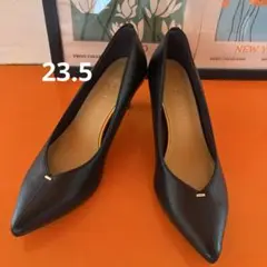 【美品】LE TALON ルタロン Vカット レザー パンプス 23.5cm 黒