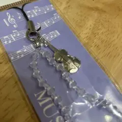 スマホストラップ　バイオリン　弦楽器　スワロフスキー