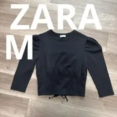 ZARA ザラ　M ブラック　リボン　トップス　長袖
