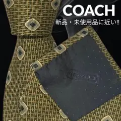 【高級ネクタイ✨極美品✨】COACH 深緑 ドット 総柄