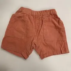 オレンジ コーデュロイ ハーフパンツ