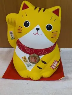 77 薬師窯　招き猫　トラ猫　貯金箱