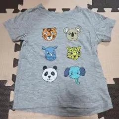 H&M 動物顔プリント グレー Tシャツ 90 半袖