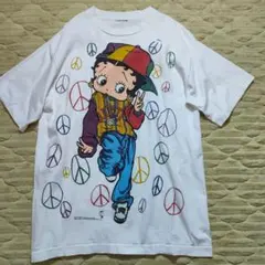BETTY BOOP　半袖Tシャツ　ホワイト　ヒップホップ　シングルステッチ