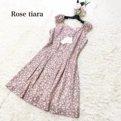 新品タグ付✨ローズティアラ　大きいサイズ　レースアップ総柄ワンピース　ピンク42