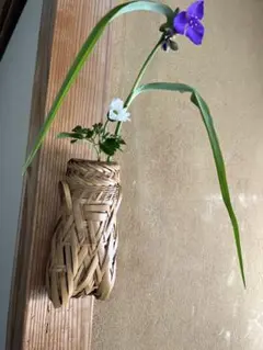 値下げ‼️ 竹花入 ‼️竹山作 ‼️竹製 蝉籠 花入 花籠 竹編 竹籠 掛花入 茶道具 値下げ‼️ 竹花入 ‼️竹山作 ‼️竹製 蝉籠 花入 花籠 竹編 竹籠