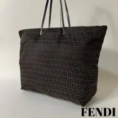2207-27|美品|フェンディ ズッキーノ トートバッグ 茶×黒 総柄