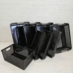 スタッカブル‼️ 黒プラスチックバスケットセット