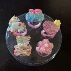 カラフルビーズリング5個セット