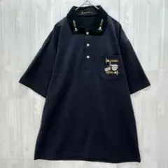 VIESTENI リネン混メンズゴルフウェアポロシャツ　美品　濃紺