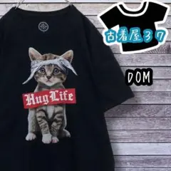 古着ドムデカロゴアニマル柄ゆるだぼTシャツ黒ブラック2XL