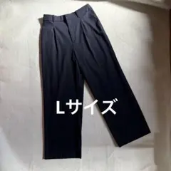 ユニクロ　タックワイドパンツ　ネイビー　ストライプ　Lサイズ　2024年