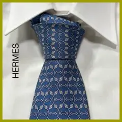 TG2704 HERMES エルメス パターン柄 シルク ネクタイ フランス製