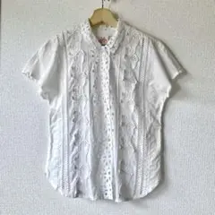美品 TORKLE TURTLE タクルタートル 透かしレースブラウス ばら