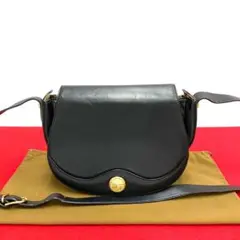 極 美品 バーバリー ヴィンテージ レザー ノバチェック ショルダーバッグ 黒