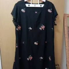 お花の刺繍が可愛い♪シフォンワンピース★5XL