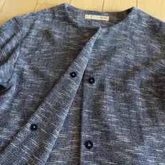 ノーカラージャケット ミックスグレー