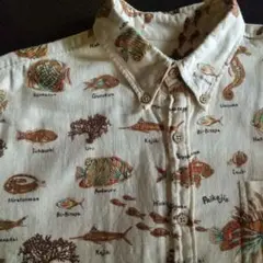 【美品】 PAIKAJI 魚柄 アロハ BDプルオーバー かりゆしウェア XL