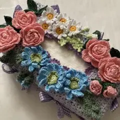 ハンドメイド　ボックスティッシュカバー　レース編み