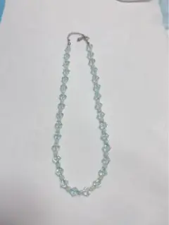 水色クリスタルビーズネックレス