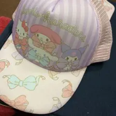 サンリオキャラクター キャップ ピンク　シナモン　マイメロ　クロミ　日よけ付き