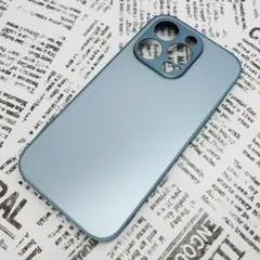 iPhone 14Pro ガラス背面シリコンケース (25)スカイブルー