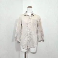 Back Number　コットンシャツ　クリンクル加工　ベージュ系（S）