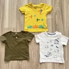 Tシャツ 80cm 3点セット 電車 飛行機 はたらく車