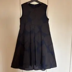 セモアージュ ノースリーブ ワンピース 綿100% 裏地付 M 紺×濃茶