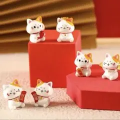 新品　招き猫の置物6個セット　ミニチュア