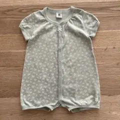 (67cm) PETIT BATEAU 半袖 緑 花柄 ロンパース