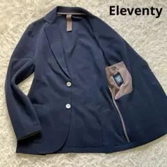 春夏 Eleventy ホップサック ストレッチ テーラードジャケット ネイビー