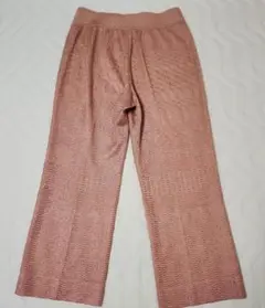 ミッソーニ ワイドパンツ ピンク ウエストバンド 透け感ニット風