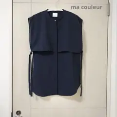 新品同様★ma couleur リネンライクサイドベル付チュニック丈ブラウス